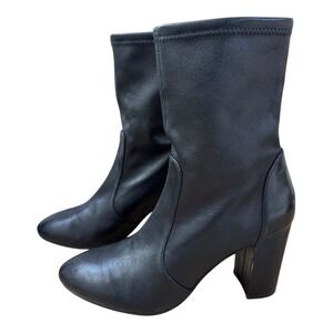 Stuart Weitzman Sleek 85 Black Leather Sock Boot 6.5 | MSRP $595